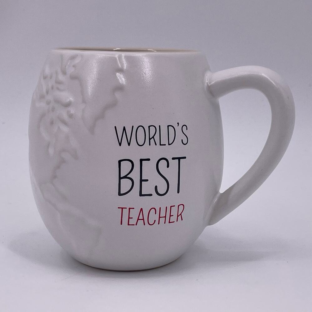 Pavillion Worlds Best Teacher Coffee Mug Embossed Globe Design #58203 Gift